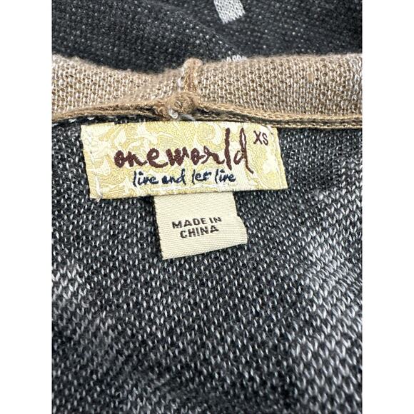 One World Live and Let Live Womens Hooded Open Sweater Size XS - Picture 4 of 6